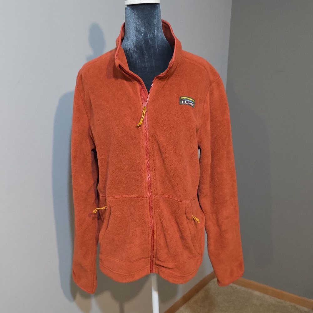 L.L. Bean‎ Full Zip Fleece Jacket Rust Terracotta Men's S Outdoor Vintage Y2K
